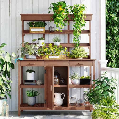 39” Grey Wooden Outdoor Storage Cabinet with 2-Tier Shelves F20058