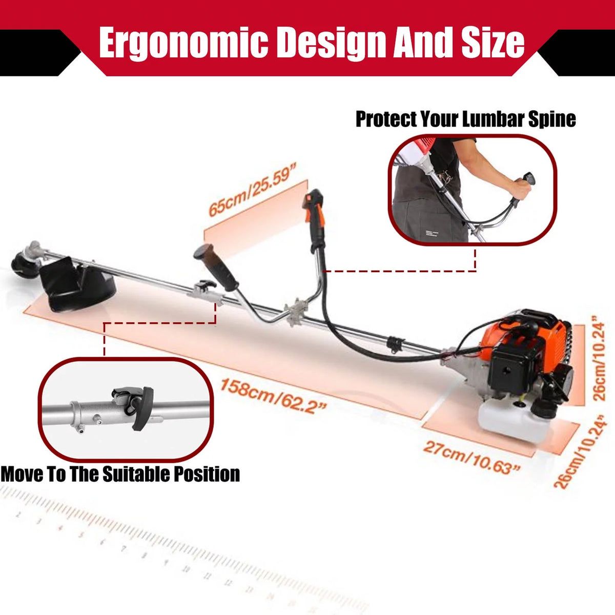 58CC Gas Weed Eaters 2-Cycle Straight Shaft Weed Trimmer Y37933