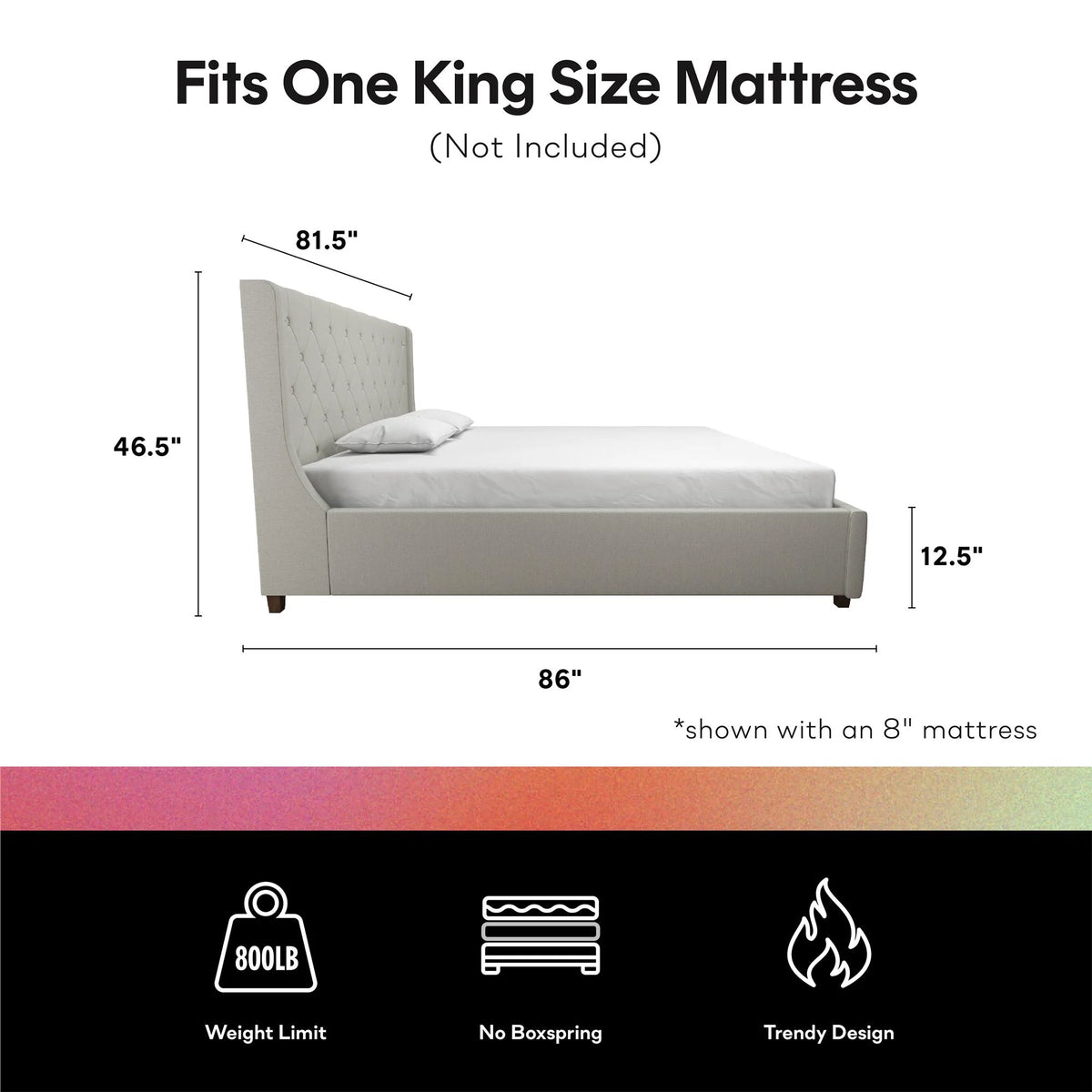 King Light Gray Linen Upholstered Bed T44210