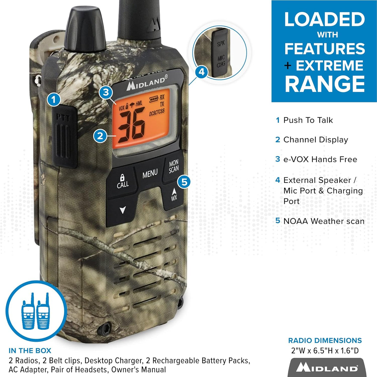 Camo Two Way Radio with NOAA Weather Scan U4673