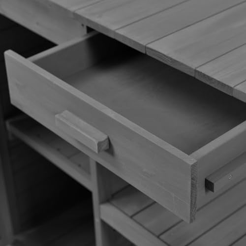 39” Grey Wooden Outdoor Storage Cabinet with 2-Tier Shelves F20058