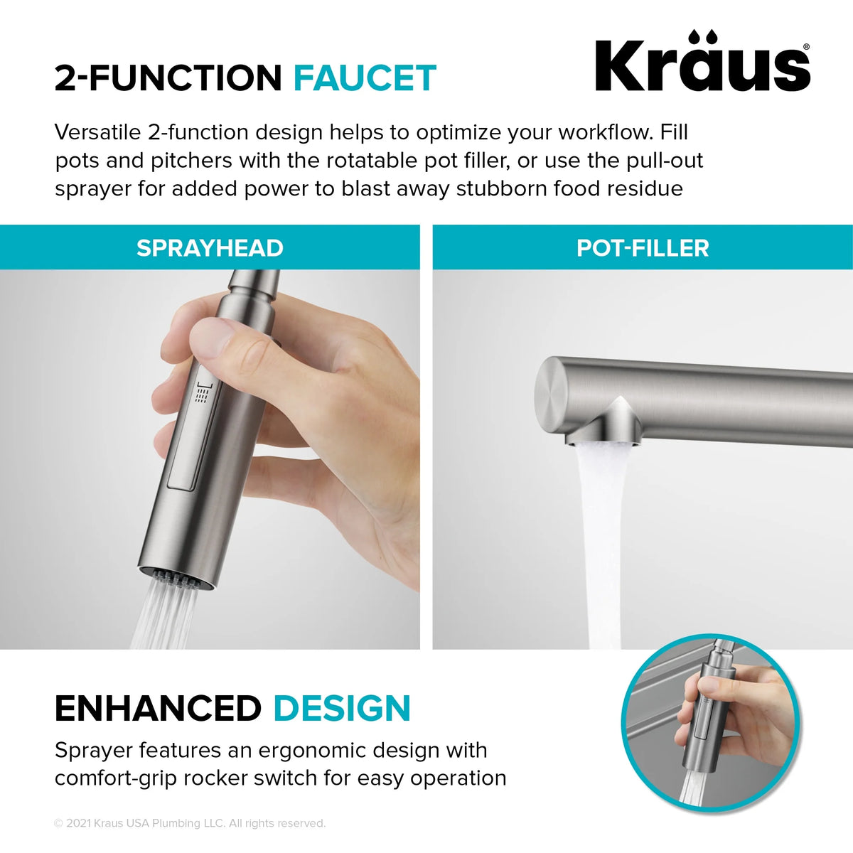 Commercial Style Pull-Down Single Handle Kitchen Faucet with Pot Filler M8051
