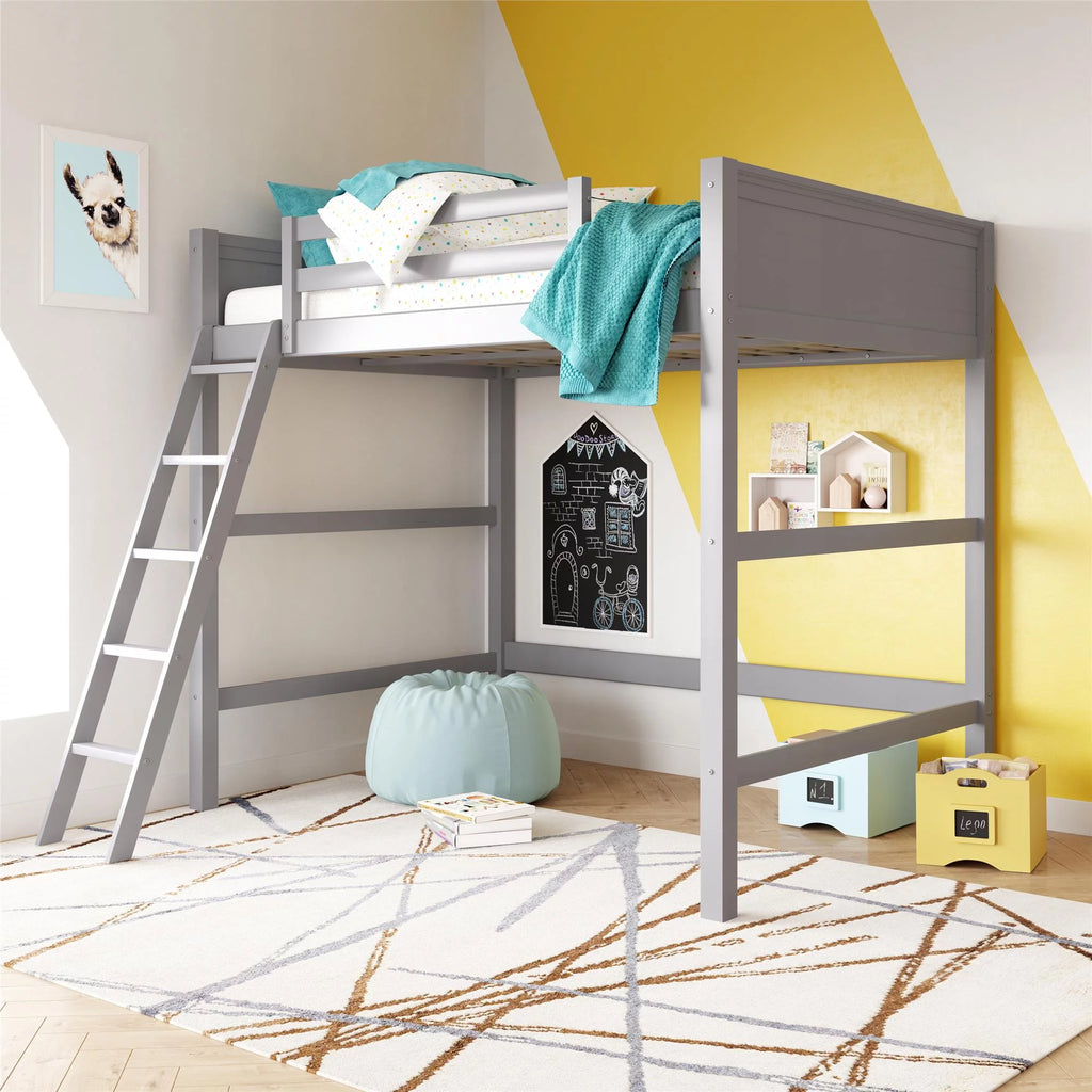Full Size Loft Bed with Ladder, Black B80518