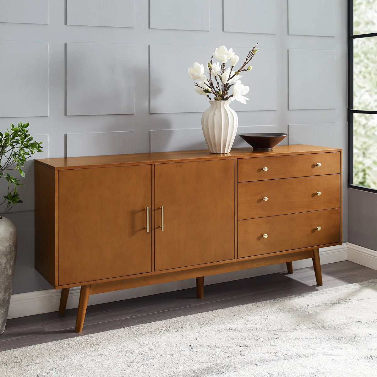 Mid Century 3-Drawer and 2-Door Sideboard C4830