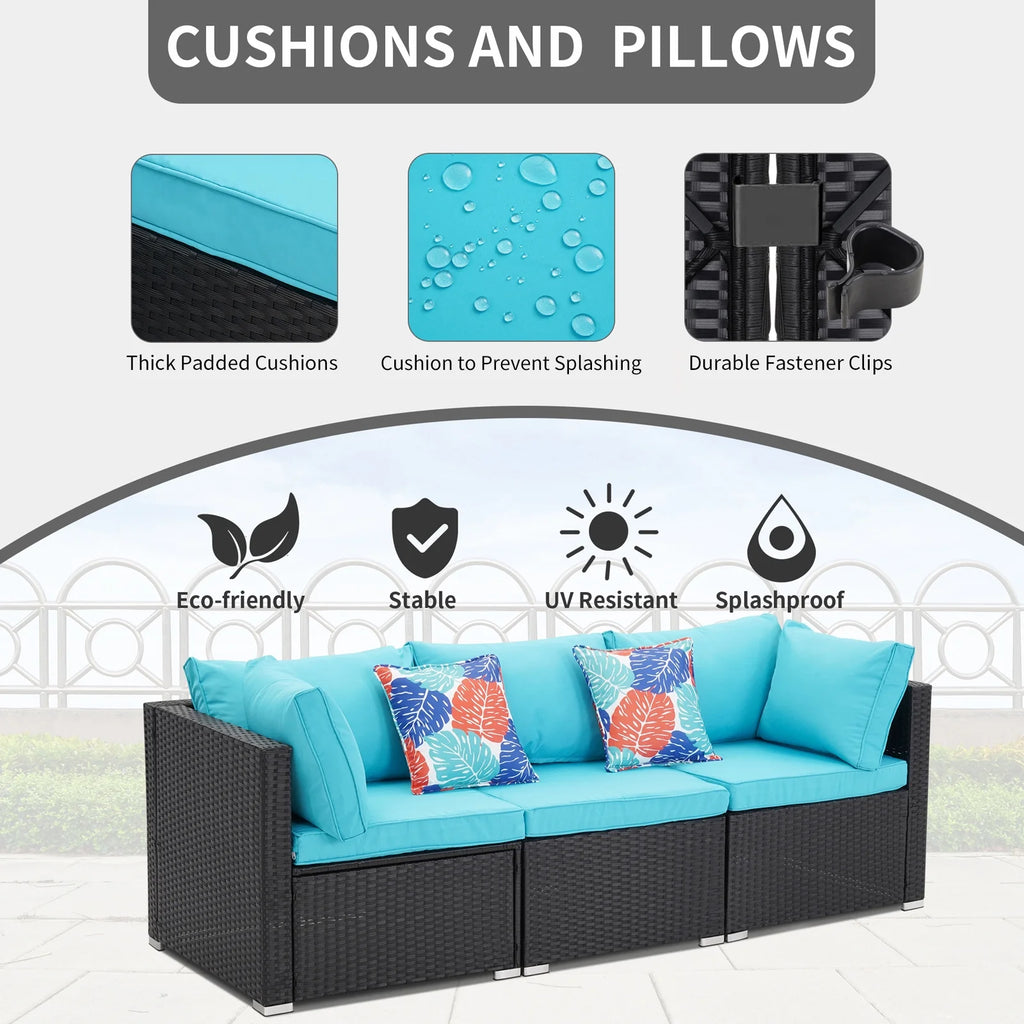 3 Pcs Beige Outdoor Patio Sofa Set B253