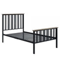 Antique Oak Brown & Black Twin Size Bed with Slatted Metal Frame B6196