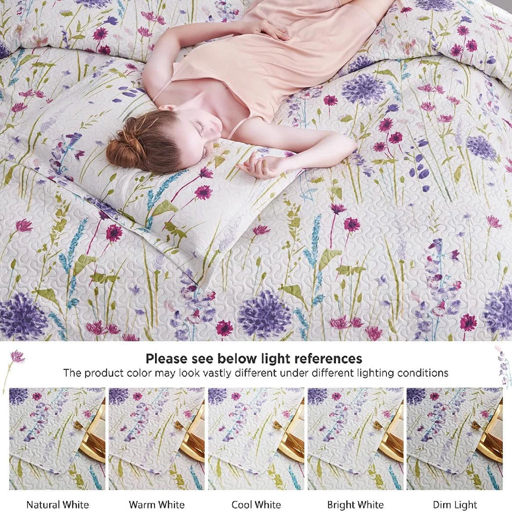 Floral Queen Bedding Microfiber Bedspread Set O3640