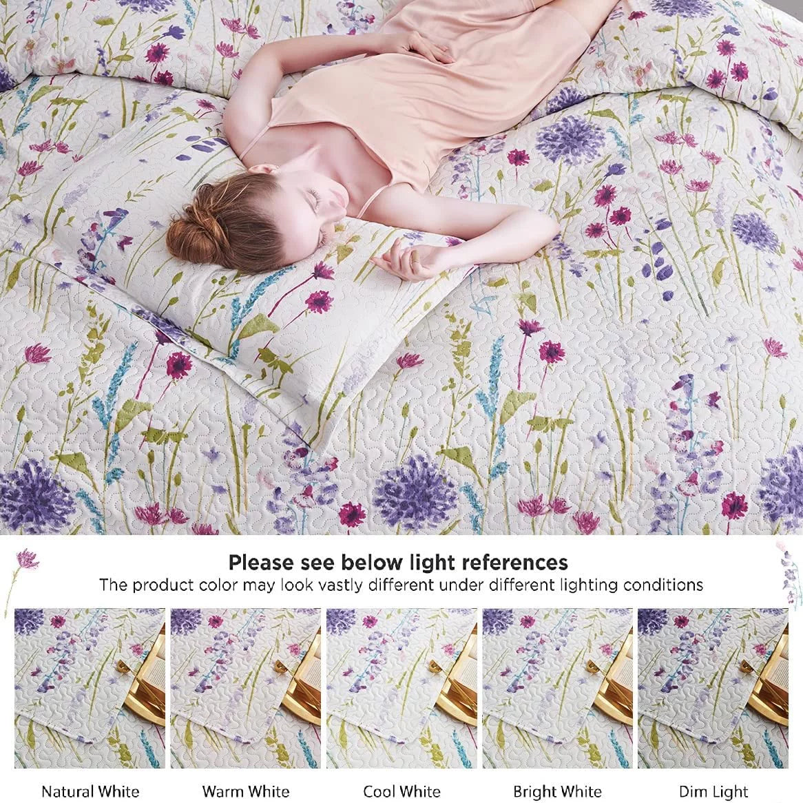 Floral Queen Bedding Microfiber Bedspread Set O3640
