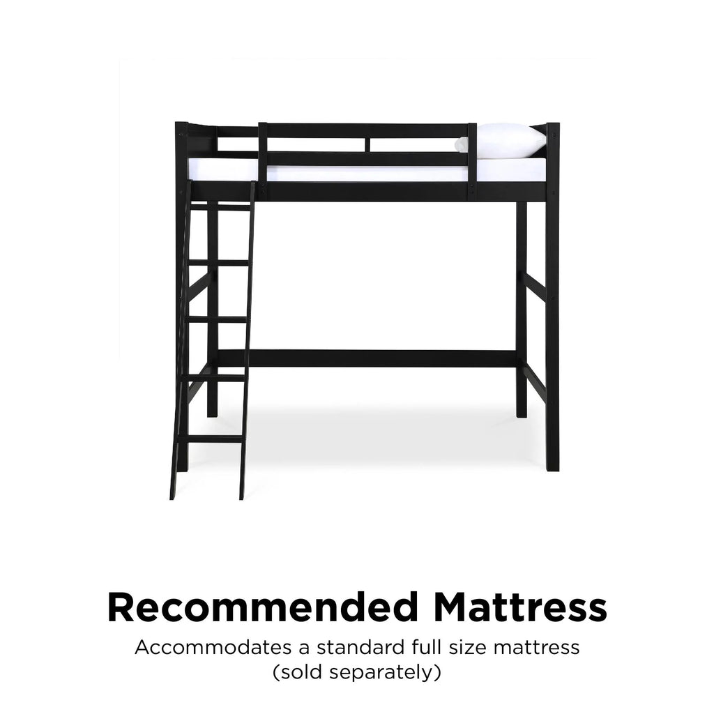 Full Size Loft Bed with Ladder, Black B80518
