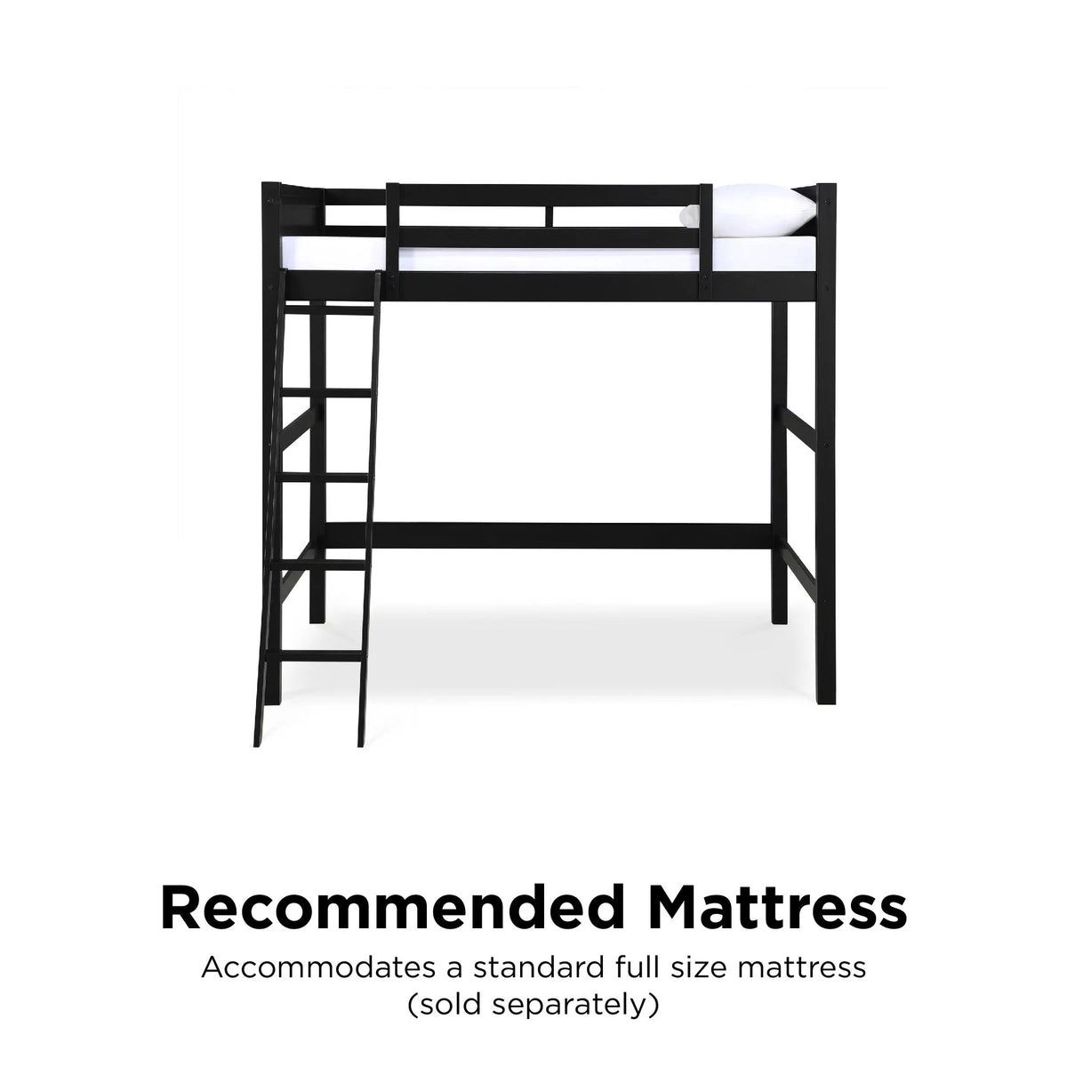 Full Size Loft Bed with Ladder, Black B80518