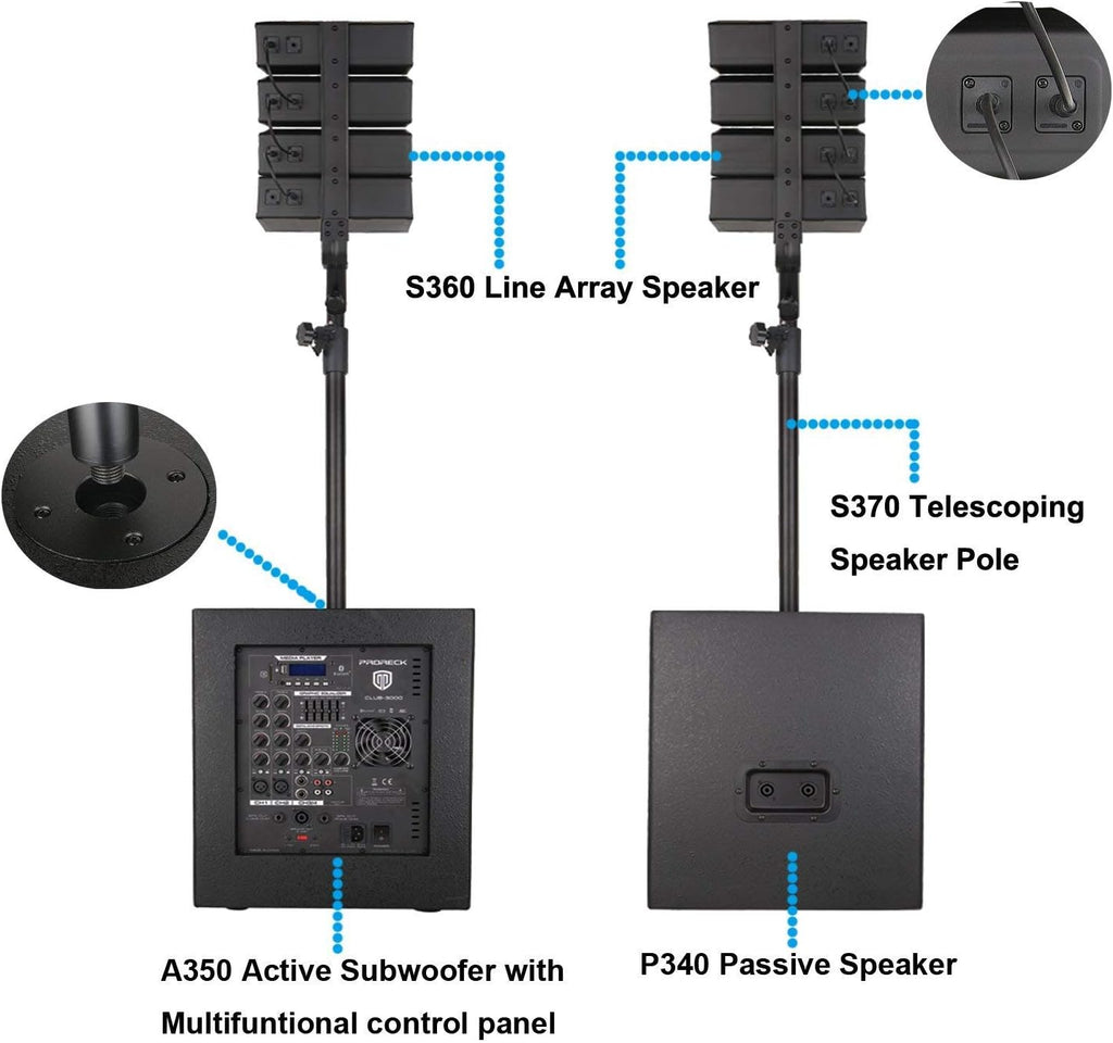 12-Inch Powered PA Speaker System Combo Set with Subwoofers and Line Array Speakers R94814