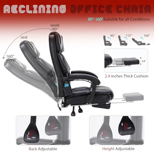 Grey Reclining Massage Office Chair with Foot Rest M69957