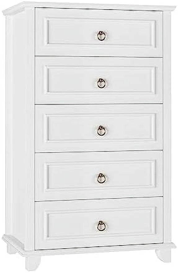 White 5 Drawer Wood Dresser A647103