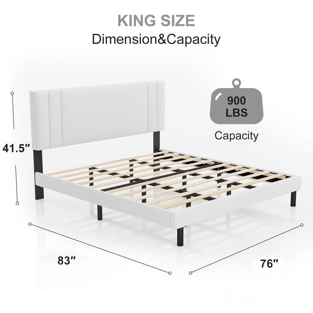 King Size Fabric Upholstered Platform Bed Frame C486