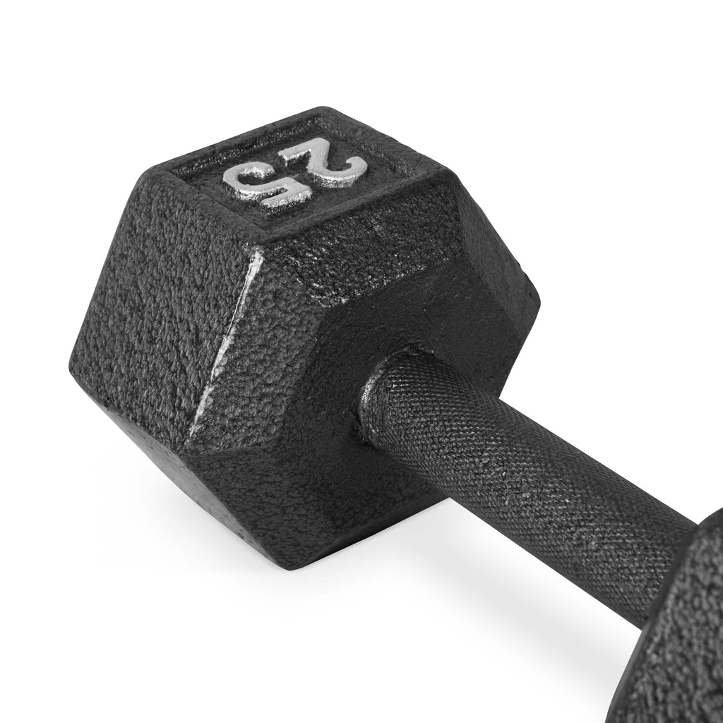 100 lb Cast Iron Hex Dumbbell Weight Set with Rack N3427