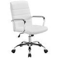 White Adjustable Swivel Faux Leather Office Chair P4386