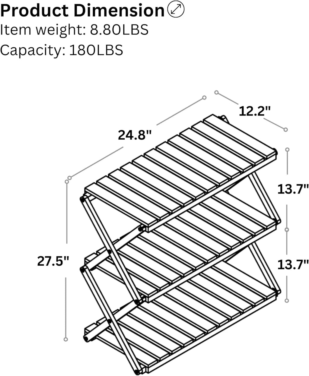 3 Tier Acacia Wood Folding Shelf E4026