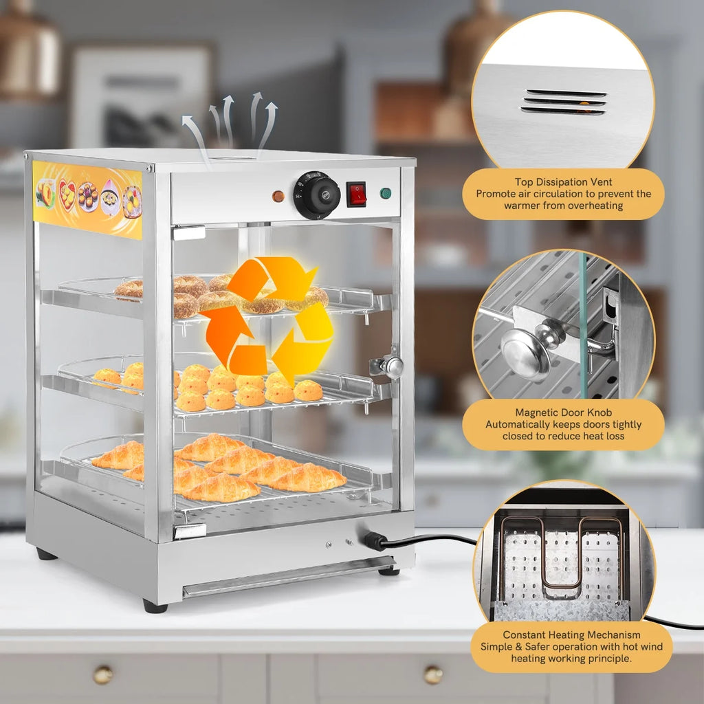 800W 3-Tier Commercial Food Warmer Display Case S76216