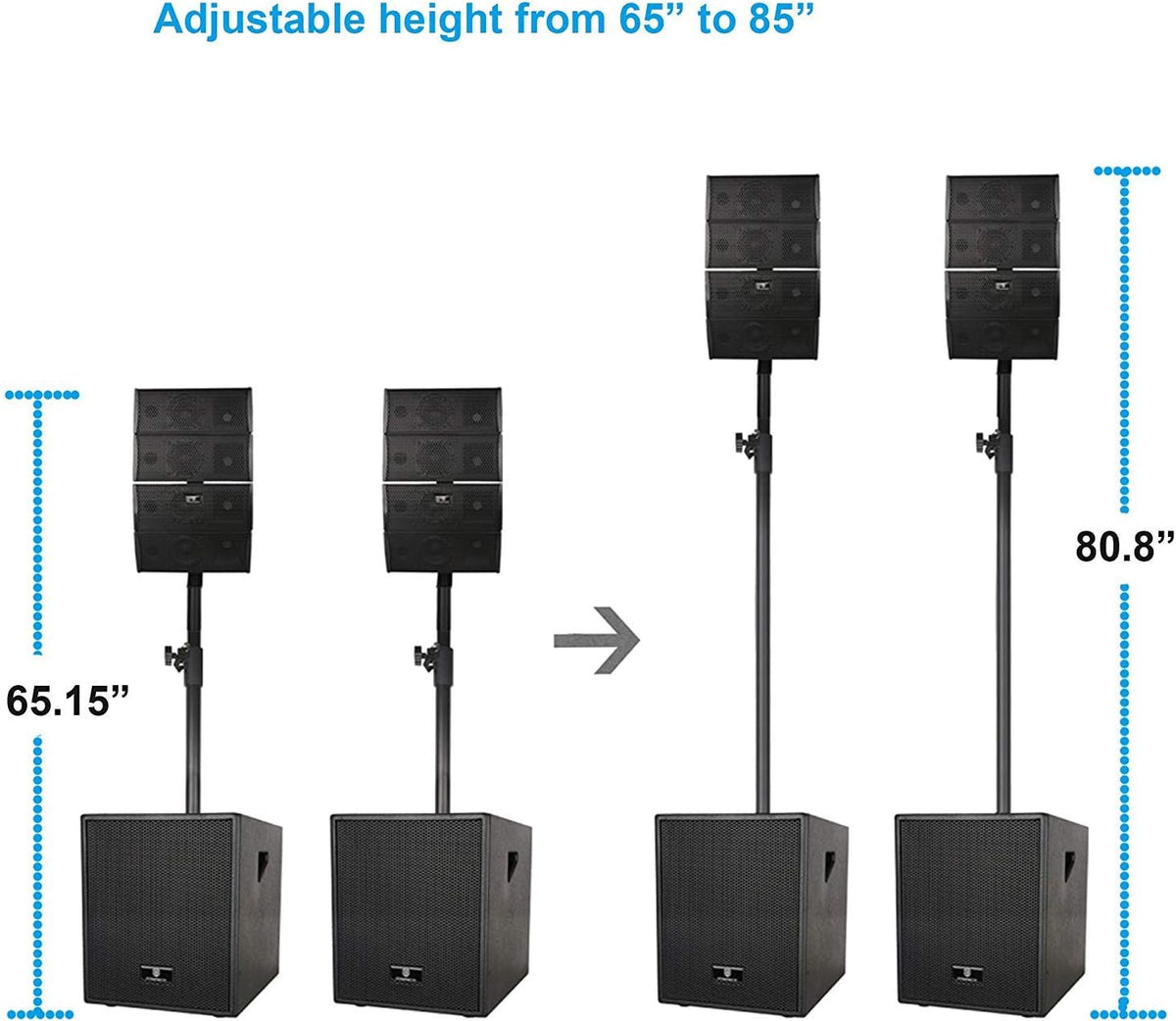 12-Inch Powered PA Speaker System Combo Set with Subwoofers and Line Array Speakers R94814