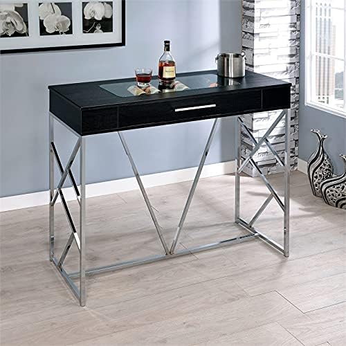 Chrome and Black Metal Counter Height Table O62373
