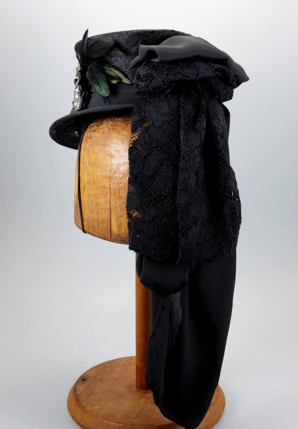 Black Brocade Mini Top Hat A520