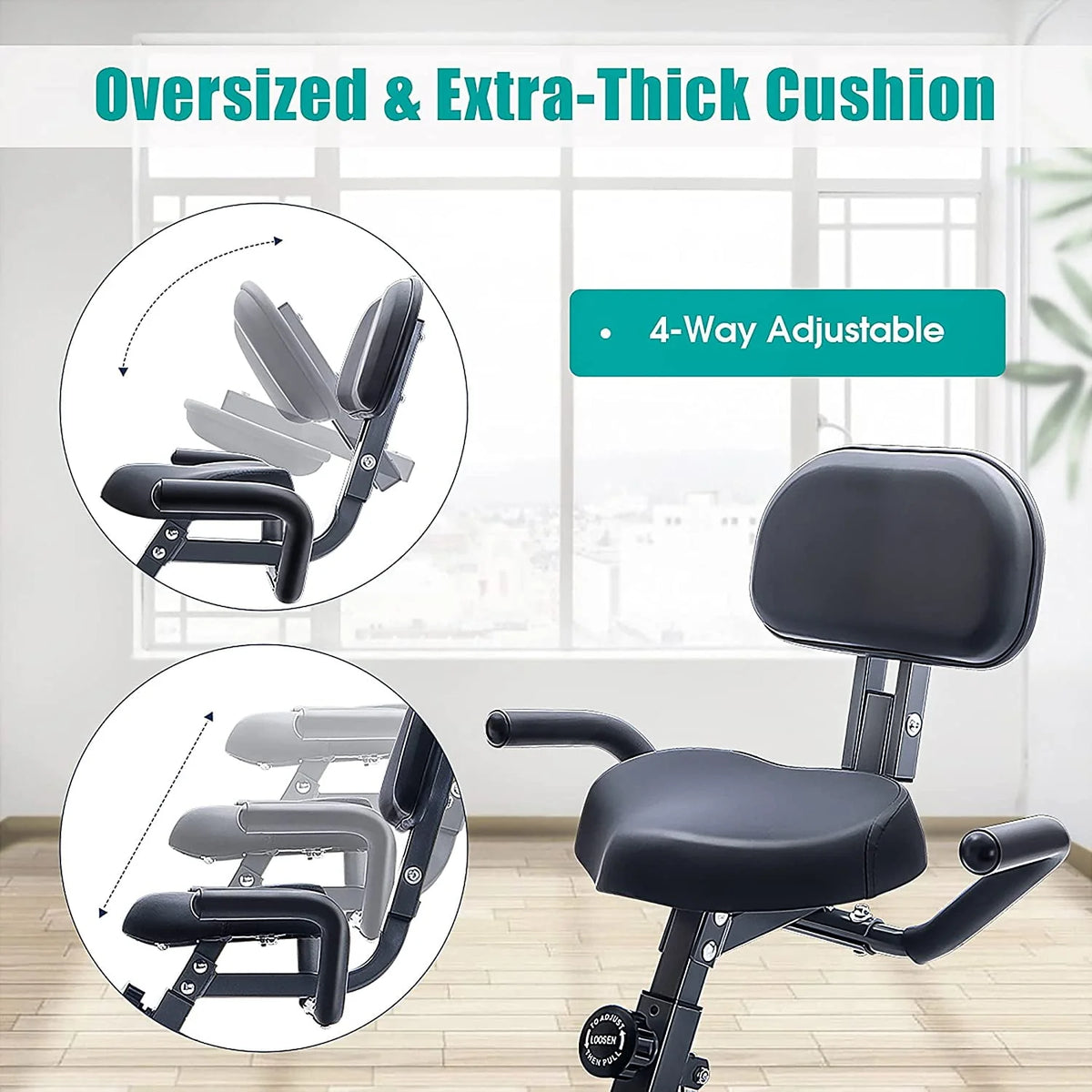 Folding Upright and Recumbent Stationary Exercise Bike with 10-Level Adjustable Magnetic Resistance P6763