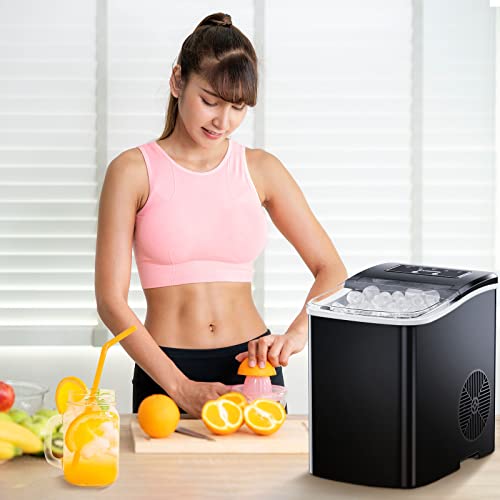 Portable Countertop Ice Maker Machine with Ice Scoop, Basket, Black X70934