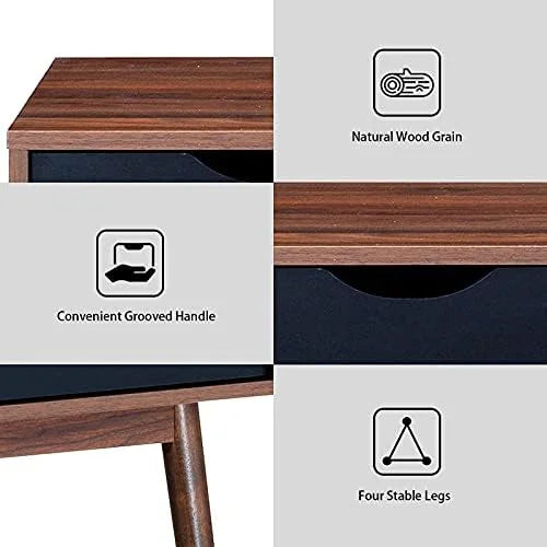 Mid Century Desk with Drawers & Solid Wood Legs J838759