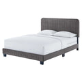 King Size Grey Velvet Tufted Platform Bed Frame Z431