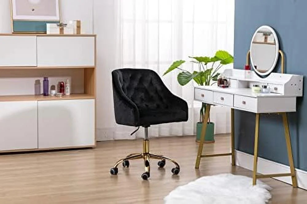Pink Velvet Upholstered Swivel Desk Chair with Wheels L778