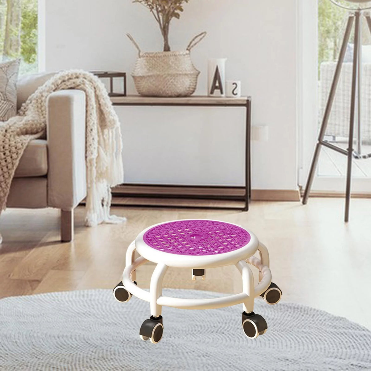 Violet Stool with Universal Wheels J45176