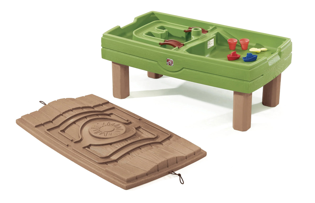 Green Sandbox and Water Table with Cover and Umbrella R76875