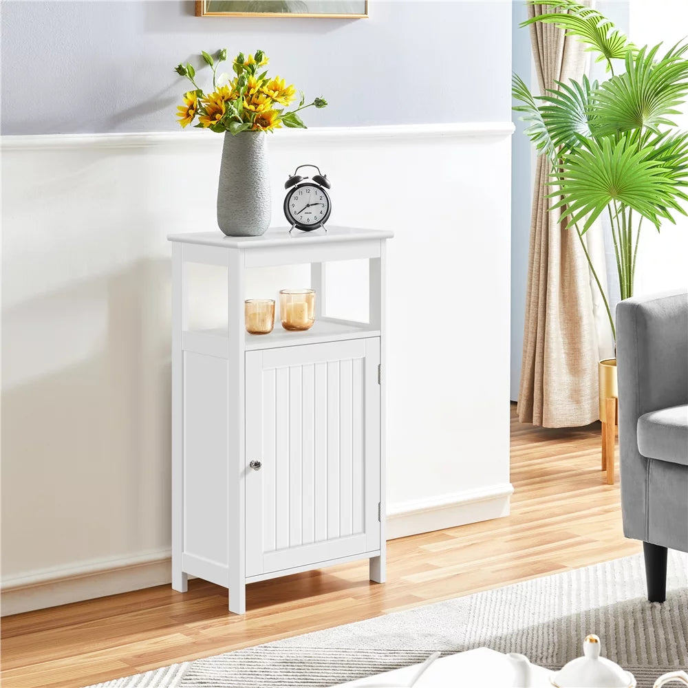 4-Tier White Wooden Bathroom Floor Cabinet Y321898