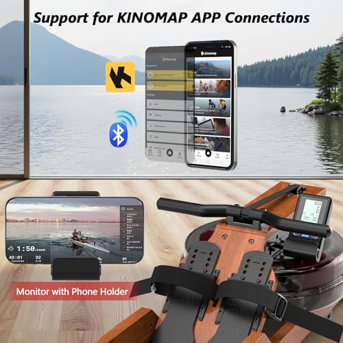 Wooden Foldable Water Rowing Machine with Monitor Q741