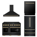 48 In. Gas Range, Range Hood, Refrigerator, and Dishwasher in Black Stainless Steel D5651