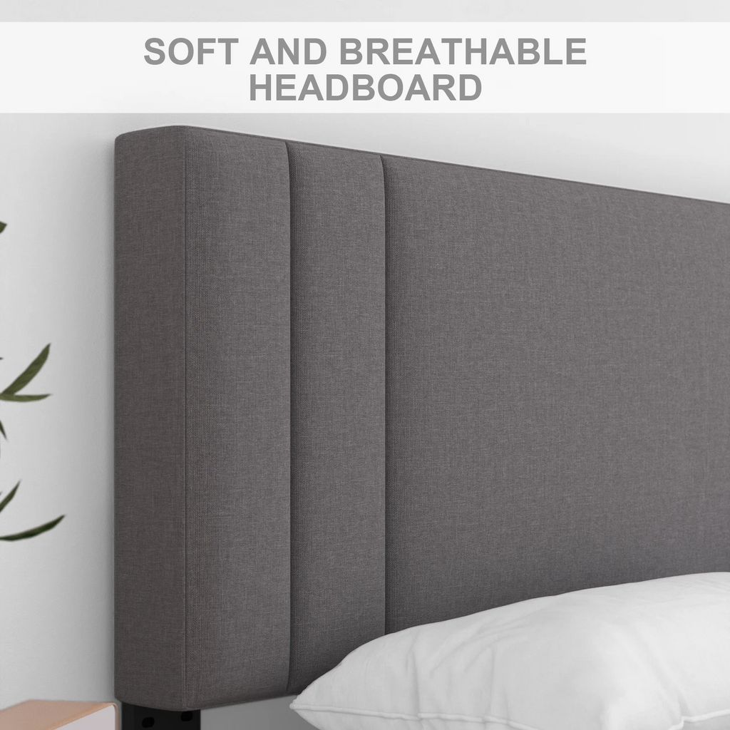 King Size Fabric Upholstered Platform Bed Frame C486
