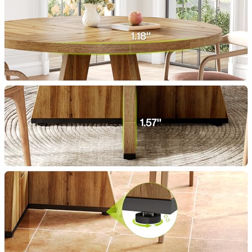 Round Dining Table with Wooden Pedestal Base P465