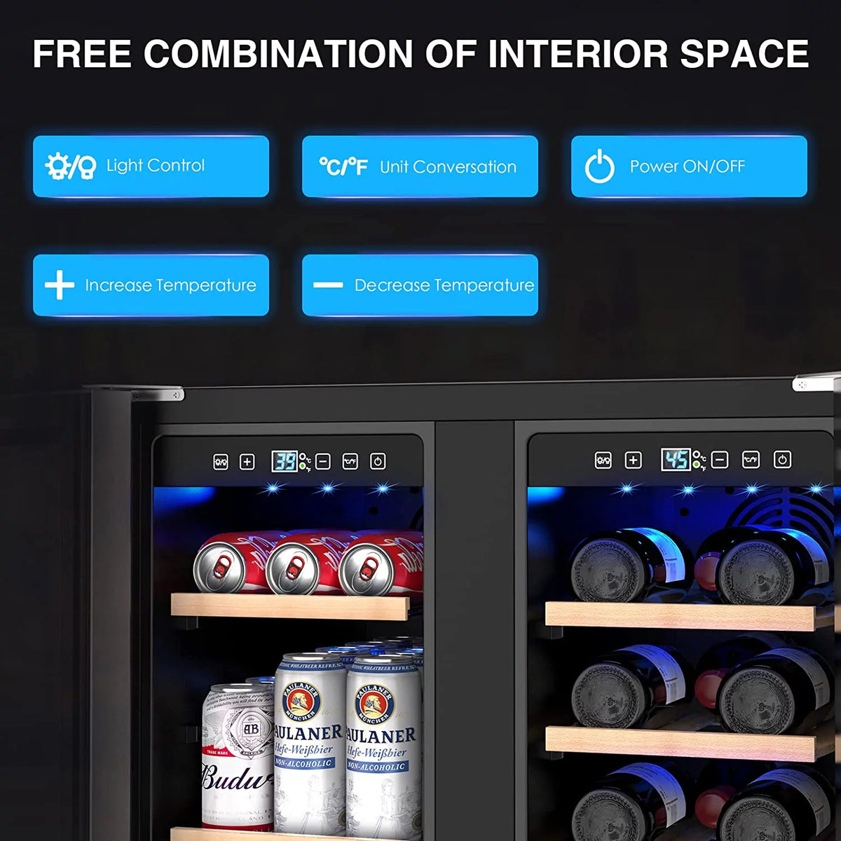 24 inch Dual Zone Wine Cooler Beverage Refrigerator J13424