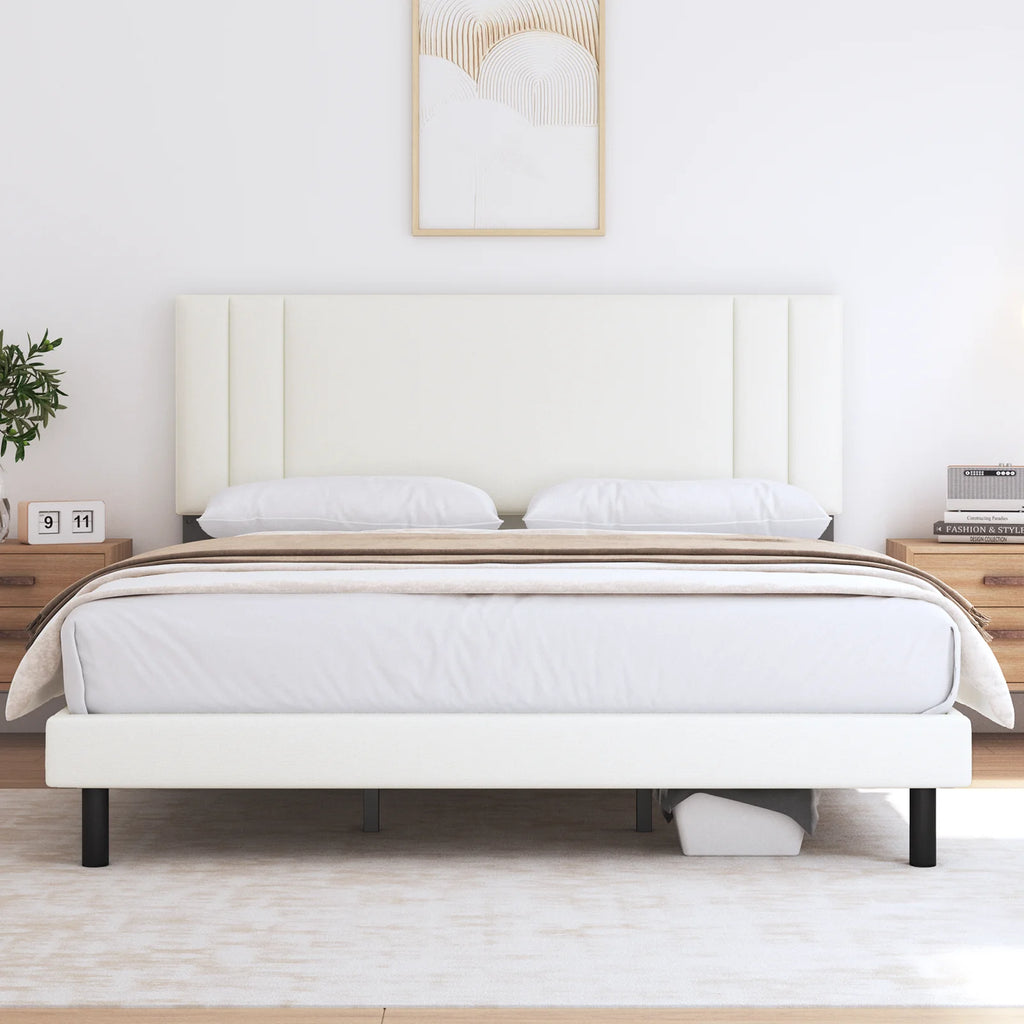King Size Fabric Upholstered Platform Bed Frame C486