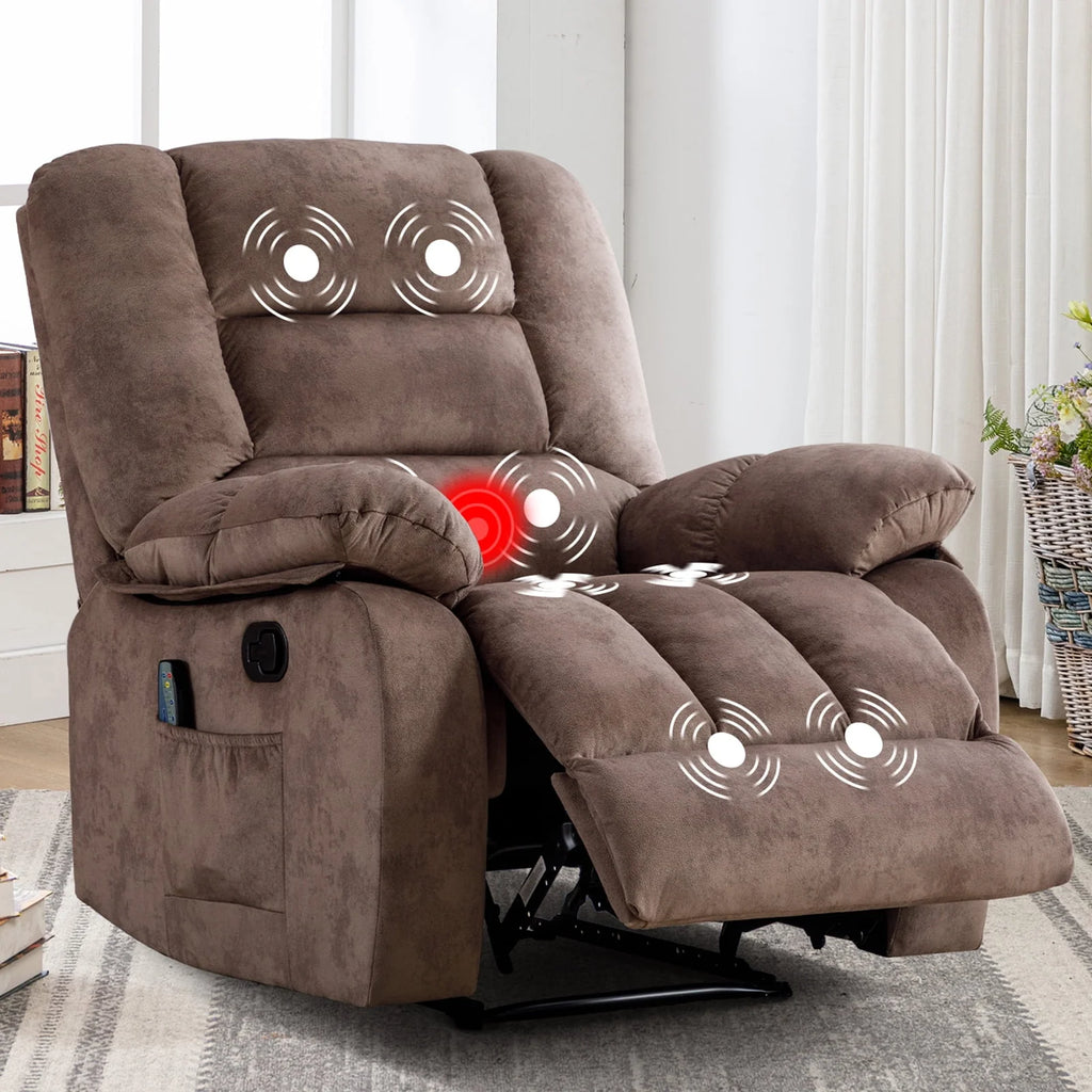 Gray Fabric Manual Recliner Chairs with Massage and Heat Q997136
