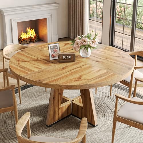 Round Dining Table with Wooden Pedestal Base P465
