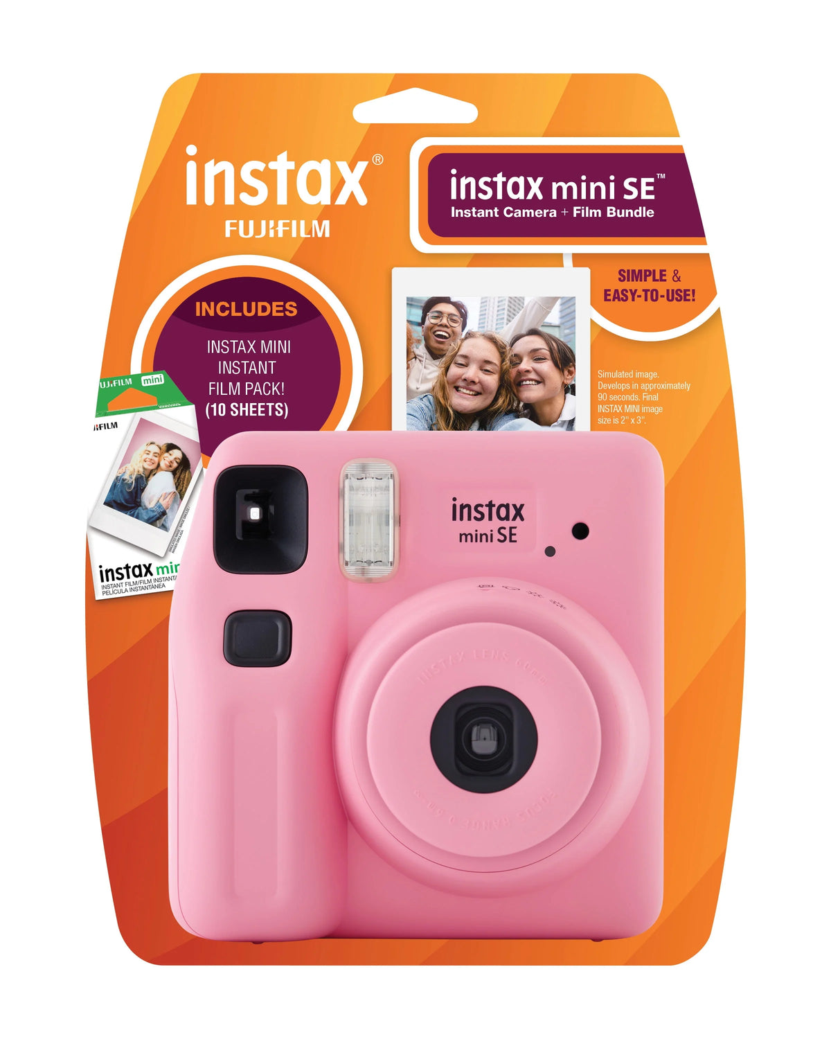 Pink Instant Camera with 10 Pack Mini Film E81530