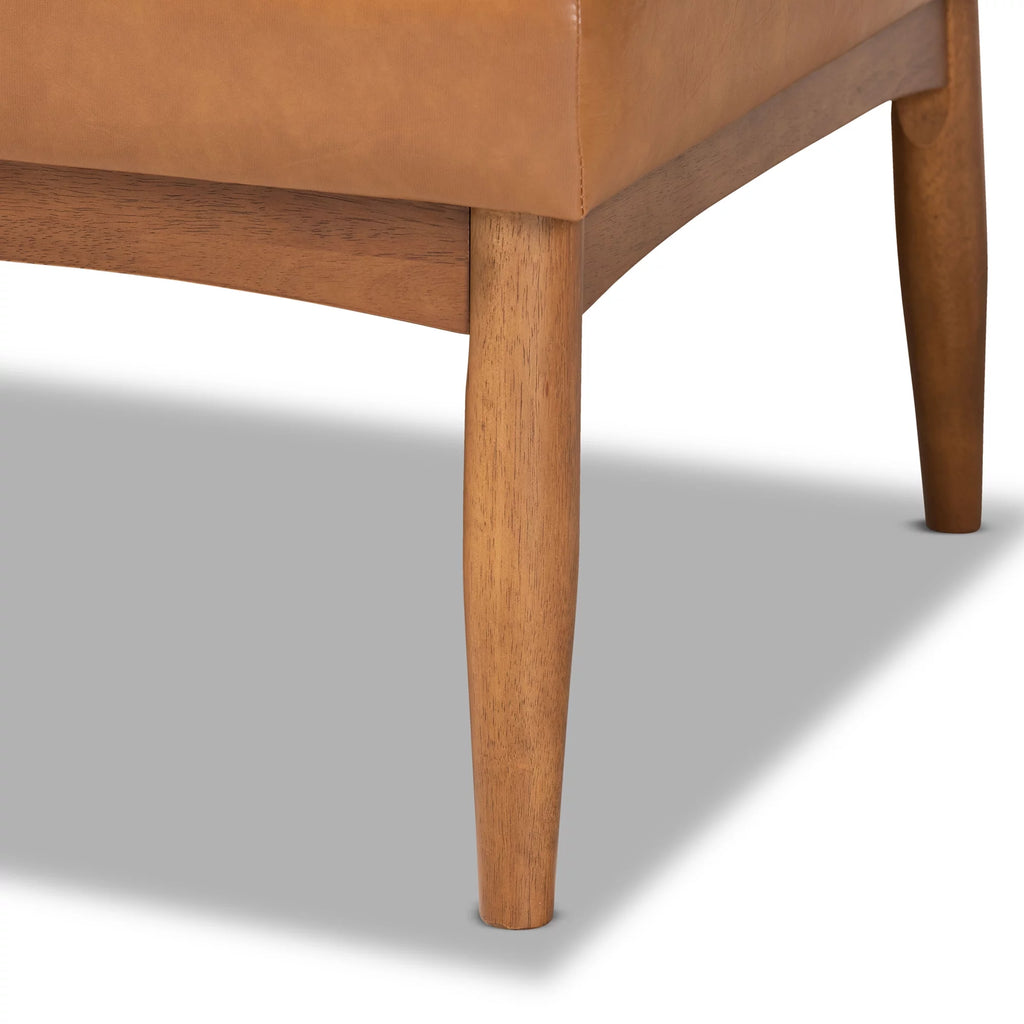 Tan Faux Leather Upholstered Wood Dining Corner Sofa Bench P149