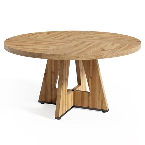 Round Dining Table with Wooden Pedestal Base P465