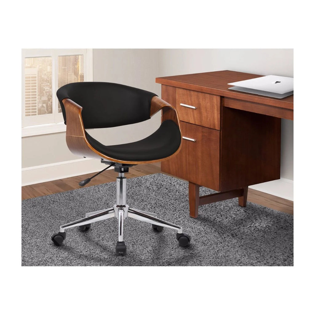 Adjustable Leatherette Wooden Frame Office Chair B61910