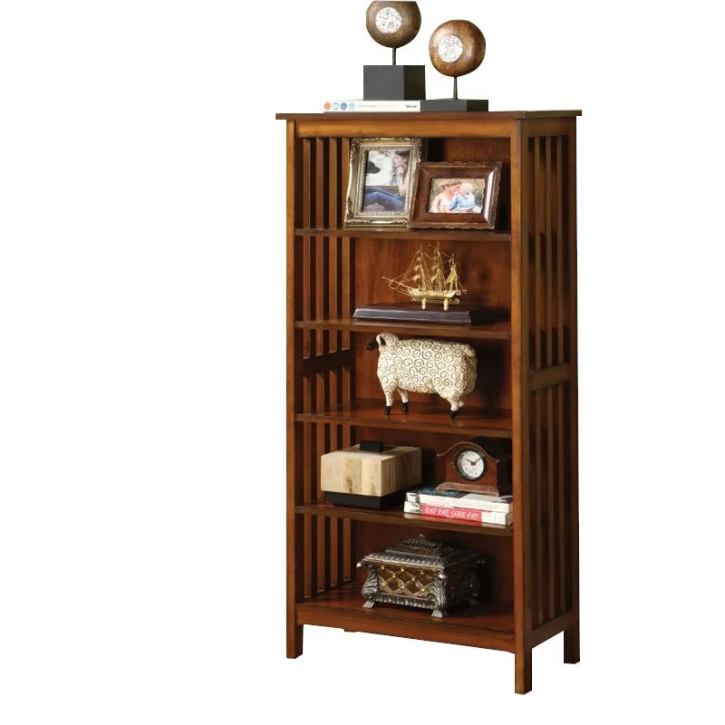 Antique Oak 5-Shelf Wood Bookcase X19607