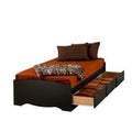 Contemporary Wood Twin XL Platform Storage Bed in Black F584