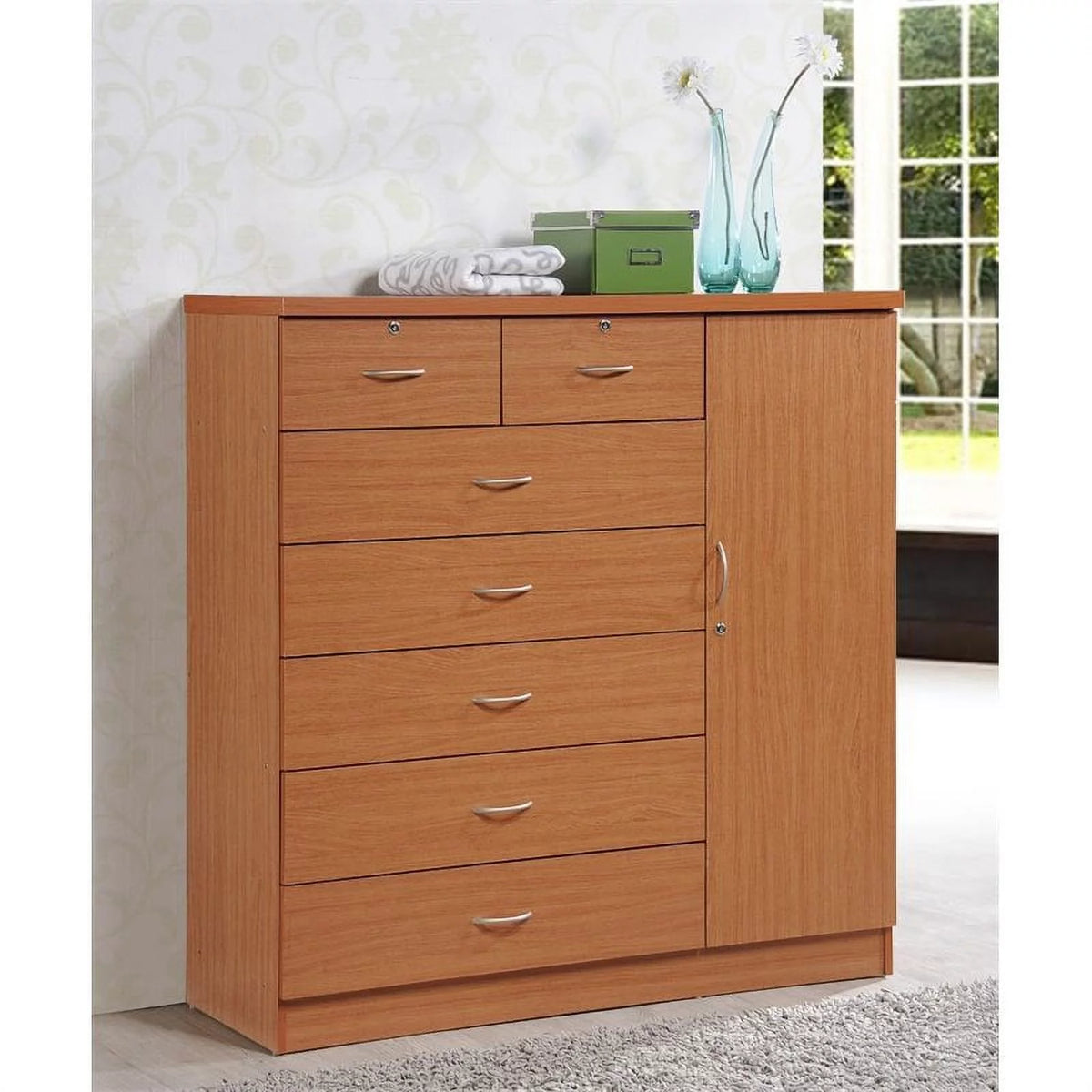 7 Drawer 1 Door Cherry Chest B20137