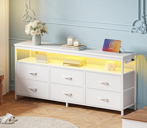 Black 47 Inch TV Stand with 6 Drawer Storage C290