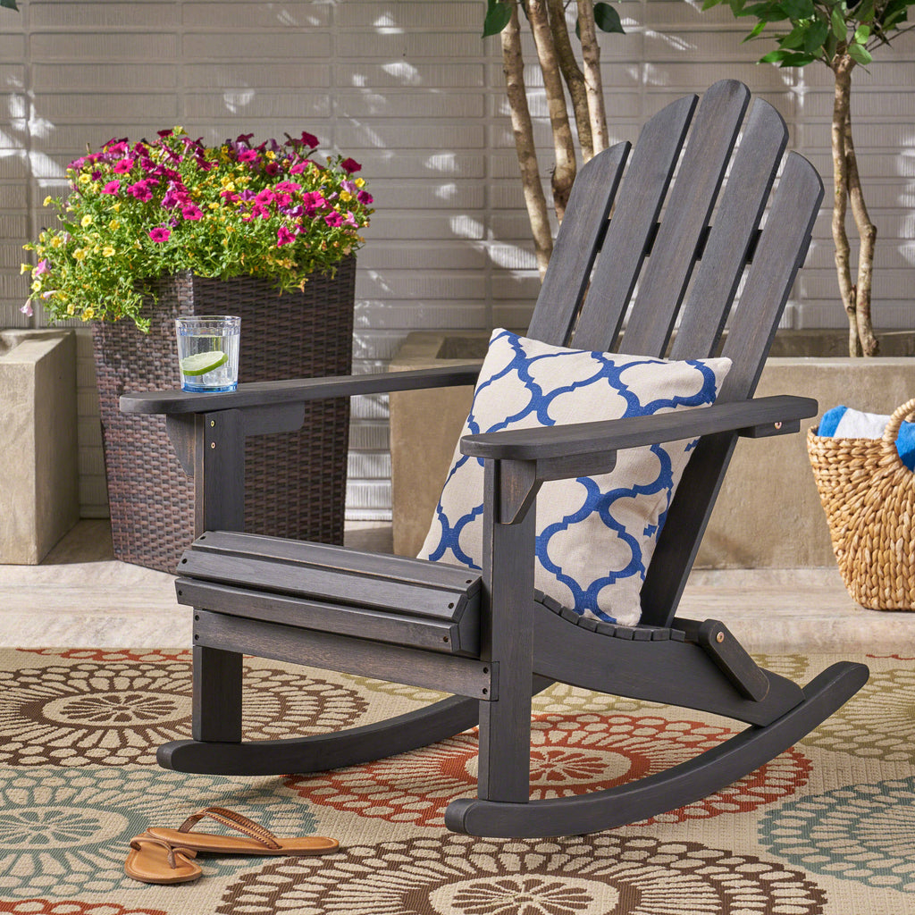 Dark Brown Acacia Wood Outdoor Rocking Chair M9017